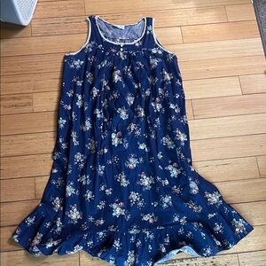 Vintage Floral Sleeveless Dress in Navy